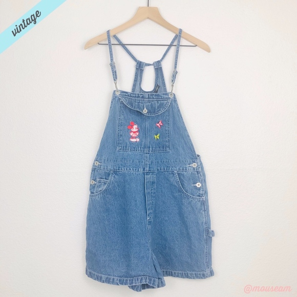 Disney Pants - [Disney] VTG Mickey Girl Denim Short Overalls